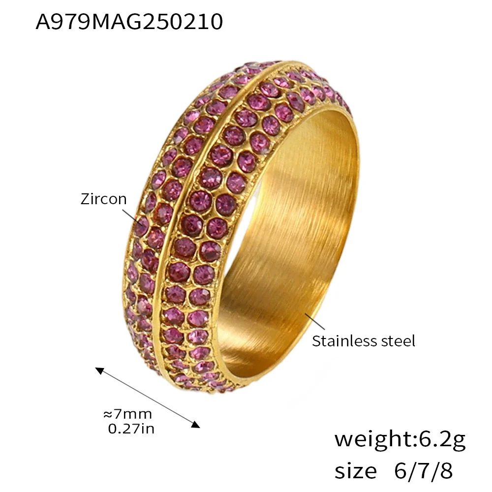 Wholesale Unisex Geometric Titanium Steel Electroplated Ferris Wheel Full Diamond Inlaid 5A Zircon Ring - Image 6