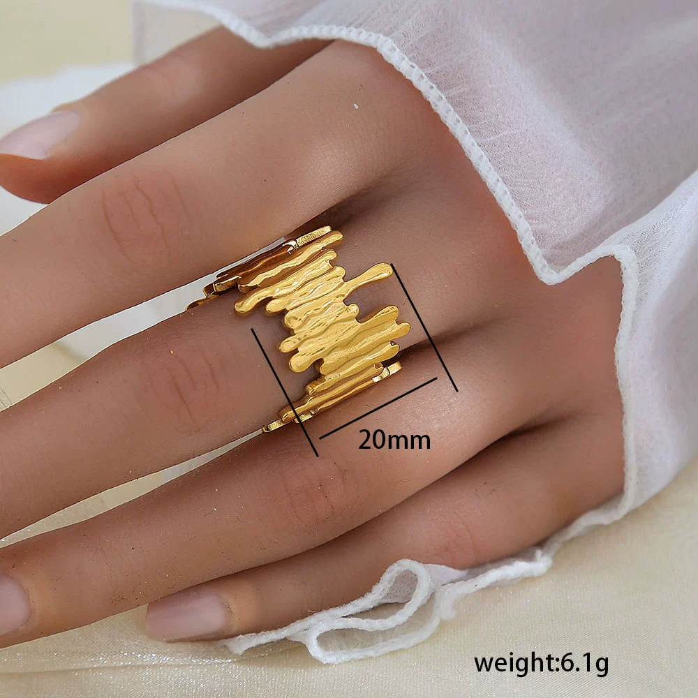 Wholesale Unisex Geometric Titanium Steel Electroplated Ring - Image 12