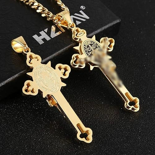 Wholesale Unisex Geometric Titanium Steel Necklace With Polish Cross Pendant And String Of Pearls Chain - Image 10