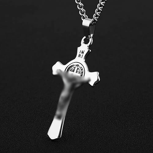 Wholesale Unisex Geometric Titanium Steel Necklace With Polish Cross Pendant And String Of Pearls Chain - Image 3
