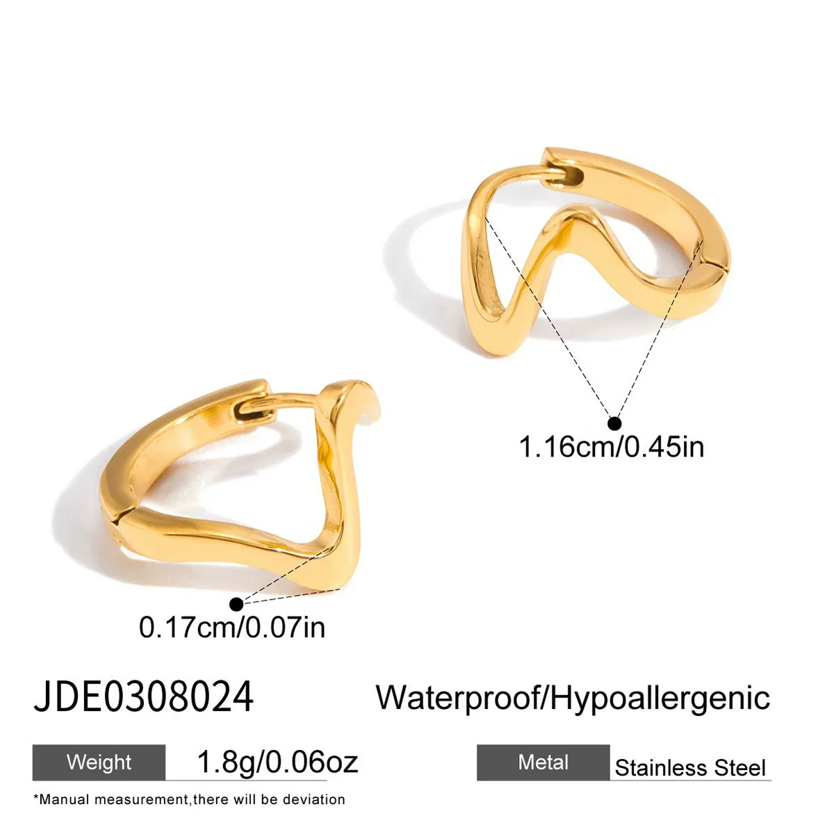 Wholesale Unisex Geometric Wave Stainless Steel Electroplated Earrings With Irregular Simple Niche Design Nonfading - Image 6