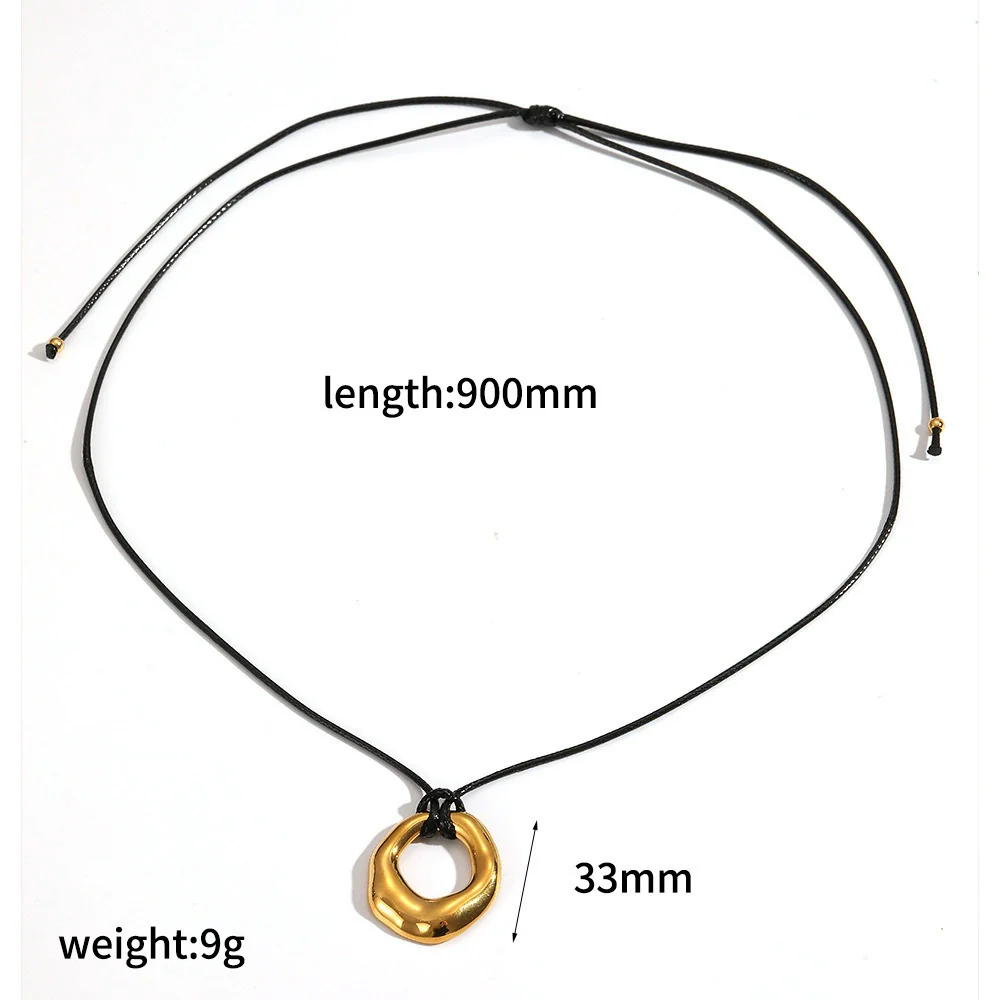 Wholesale Unisex Geometric Wax Rope Stainless Steel Necklace With Pvd Furnace Vacuum Real Gold Plating - Image 19