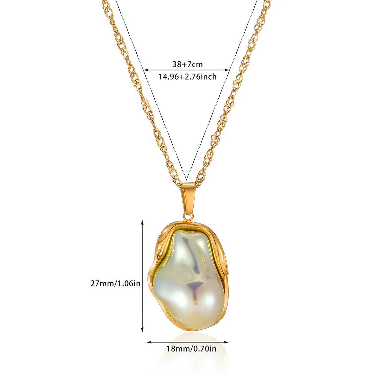 Wholesale Unisex Heartshaped Gold Electroplated Stainless Steel Pendant Necklace With Cross Chain - Image 7