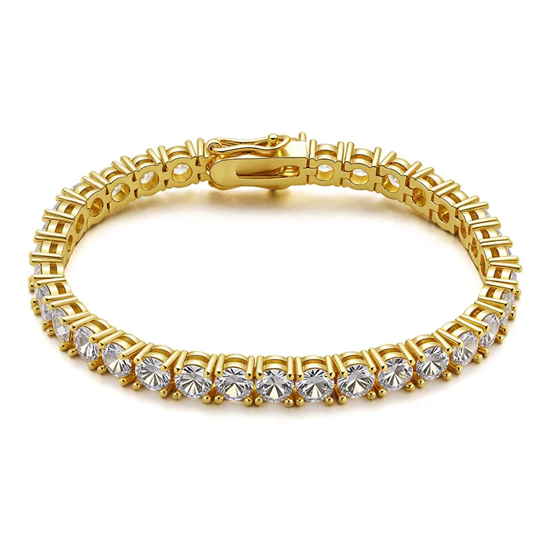 Wholesale Unisex Hip Hop Geometric Diamondencrusted Melon Seed Chain Bracelet And Necklace With Artificial Crystal And Copper 18K Gold Plated Pendant - Image 7