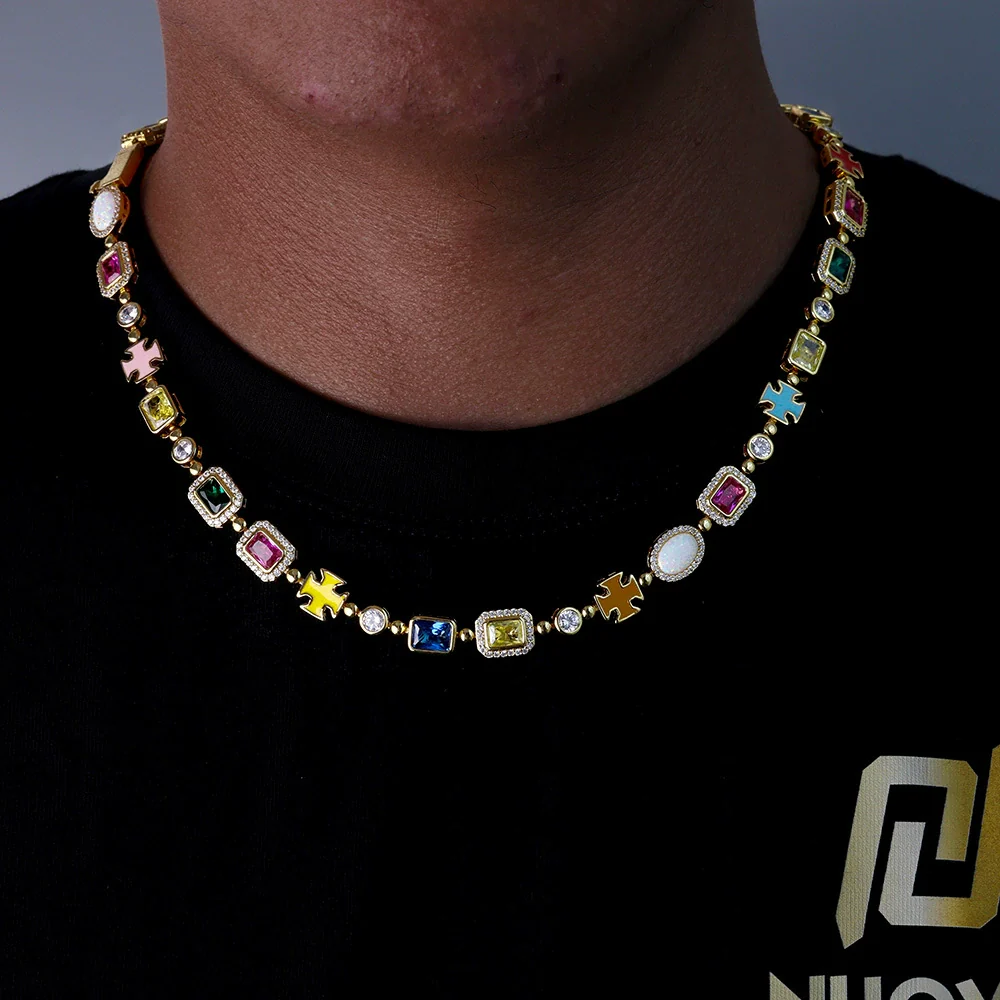 Wholesale Unisex Hip Hop Geometric Gemstone Copper Necklace - Image 3