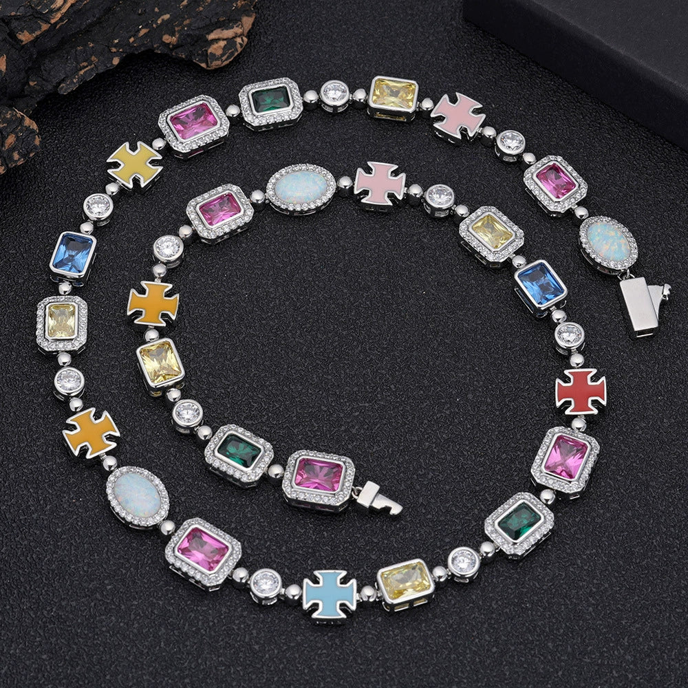 Wholesale Unisex Hip Hop Geometric Gemstone Copper Necklace - Image 7