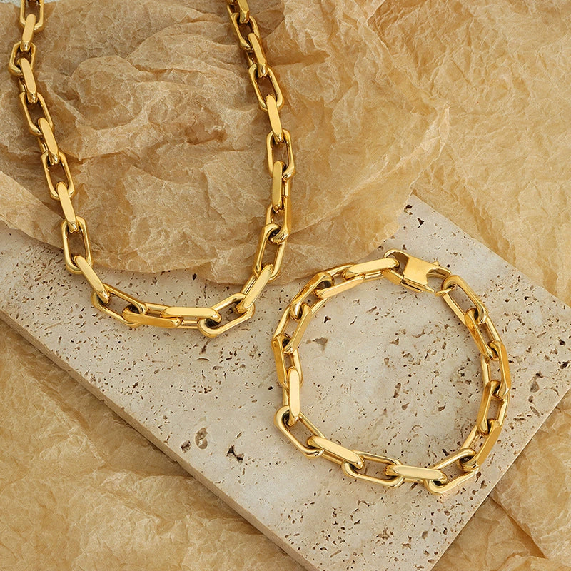 Wholesale Unisex Hip Hop Style Allmatch Goldplated Titanium Steel Jewelry Set With Regular Chain - Image 3