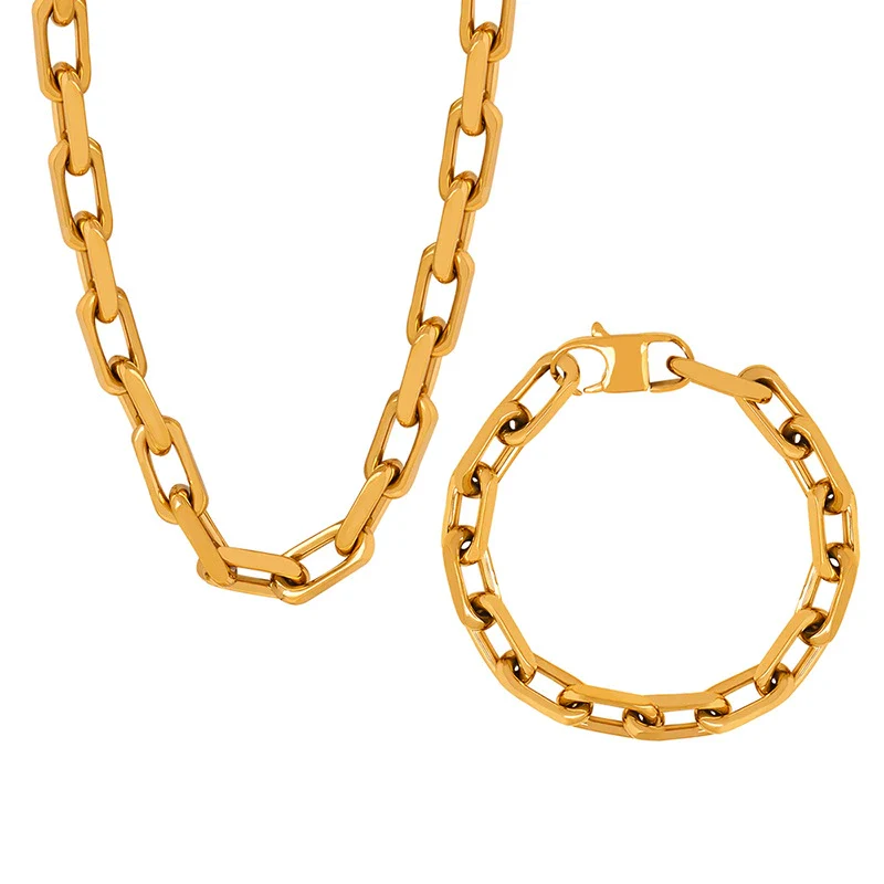 Wholesale Unisex Hip Hop Style Allmatch Goldplated Titanium Steel Jewelry Set With Regular Chain - Image 5