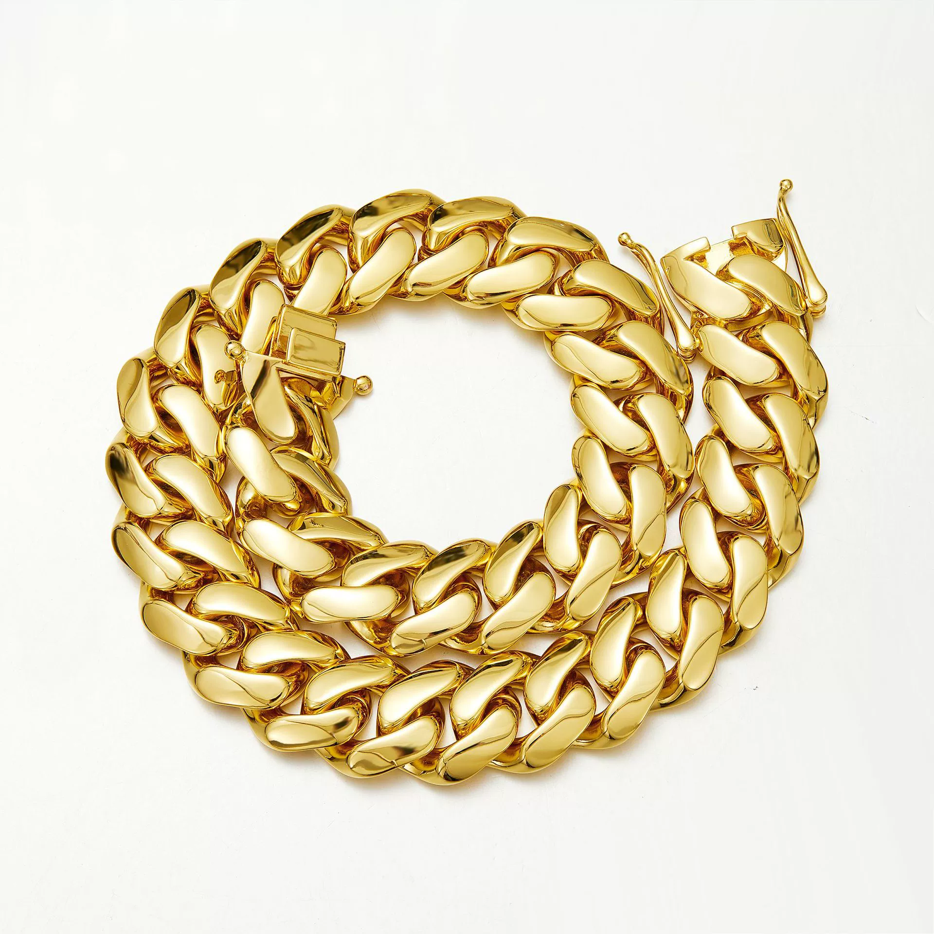 Wholesale Unisex Hiphop Jewelry Stainless Steel Cuban Chain Necklace With Geometric Pattern Vacuum Goldplated - Image 5