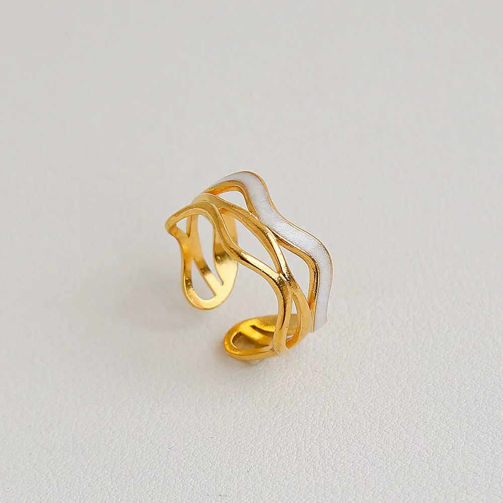 Wholesale Unisex Ins Style Geometric Butterfly Open Ring 18K Goldplated Titanium Steel - Image 10