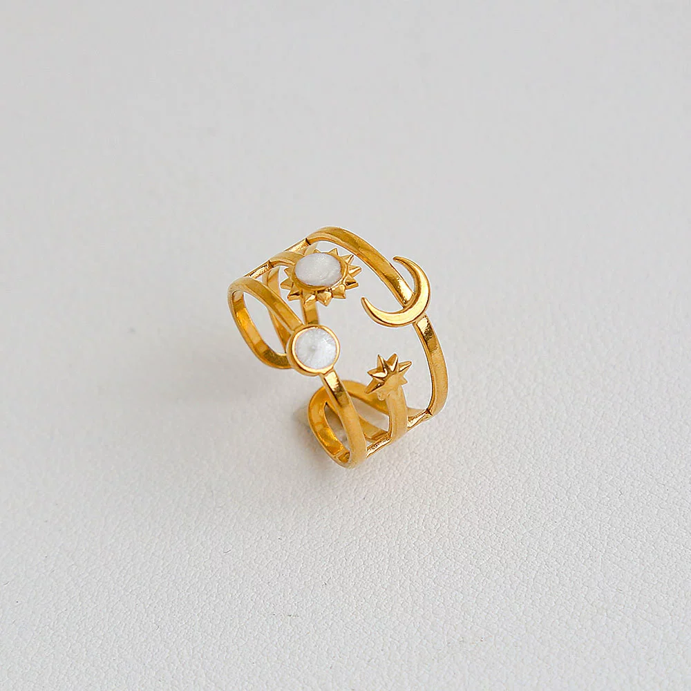Wholesale Unisex Ins Style Geometric Butterfly Open Ring 18K Goldplated Titanium Steel - Image 12