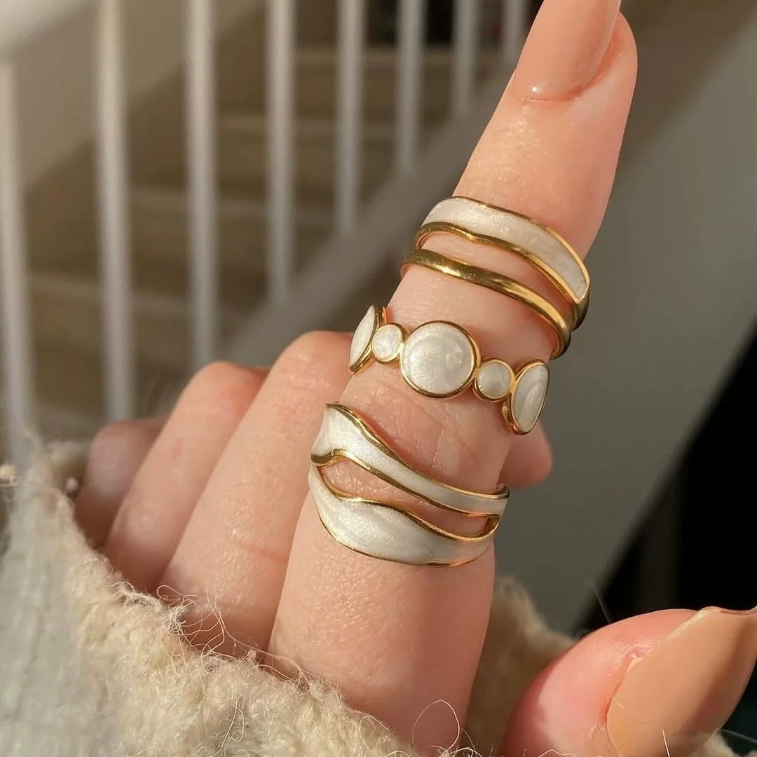 Wholesale Unisex Ins Style Geometric Butterfly Open Ring 18K Goldplated Titanium Steel - Image 3