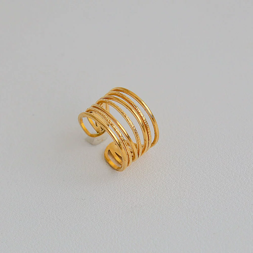 Wholesale Unisex Ins Style Geometric Butterfly Open Ring 18K Goldplated Titanium Steel - Image 5