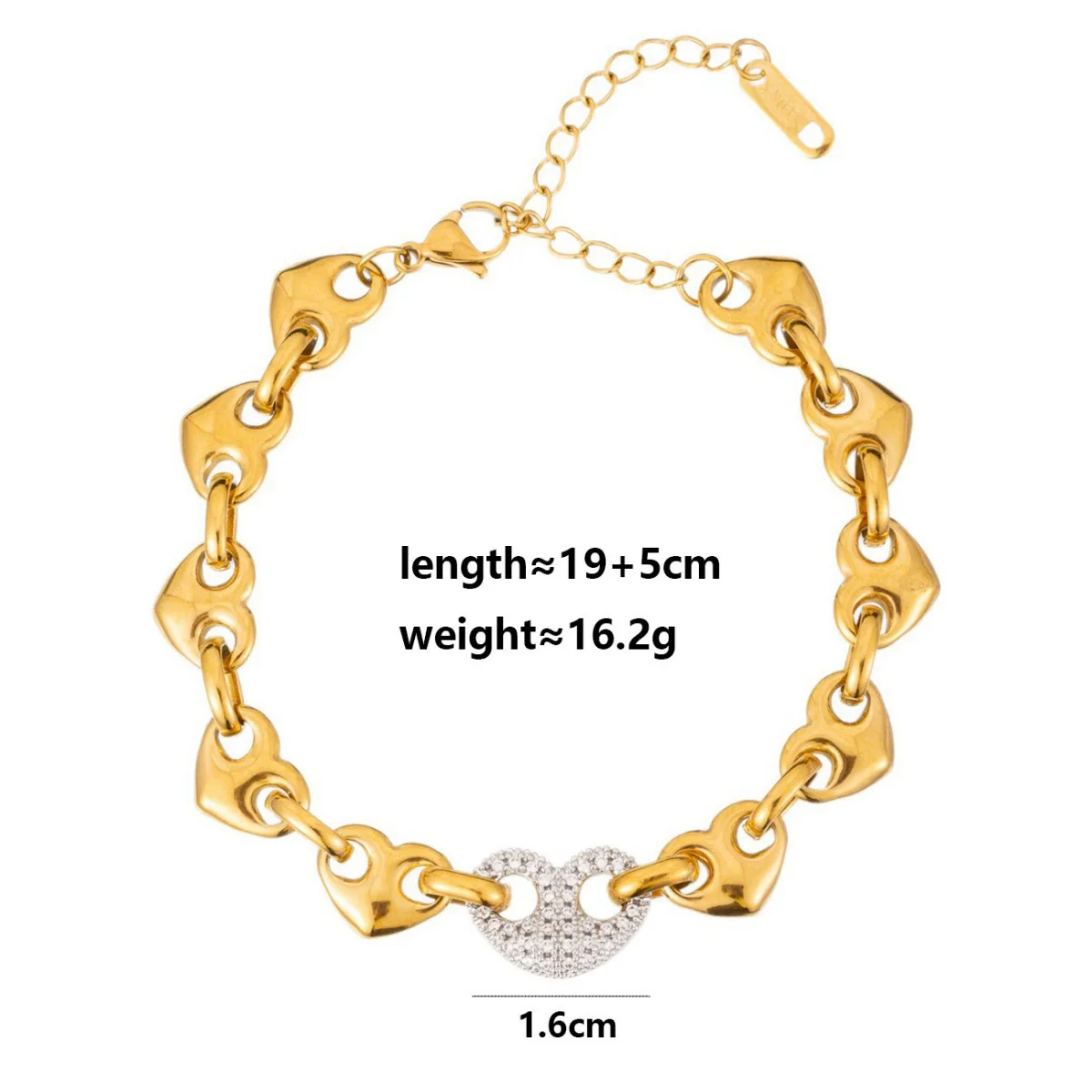 Wholesale Unisex Maillard Style Heart Shape Stainless Steel Electroplated Spliced Necklace And Bracelet - Image 10