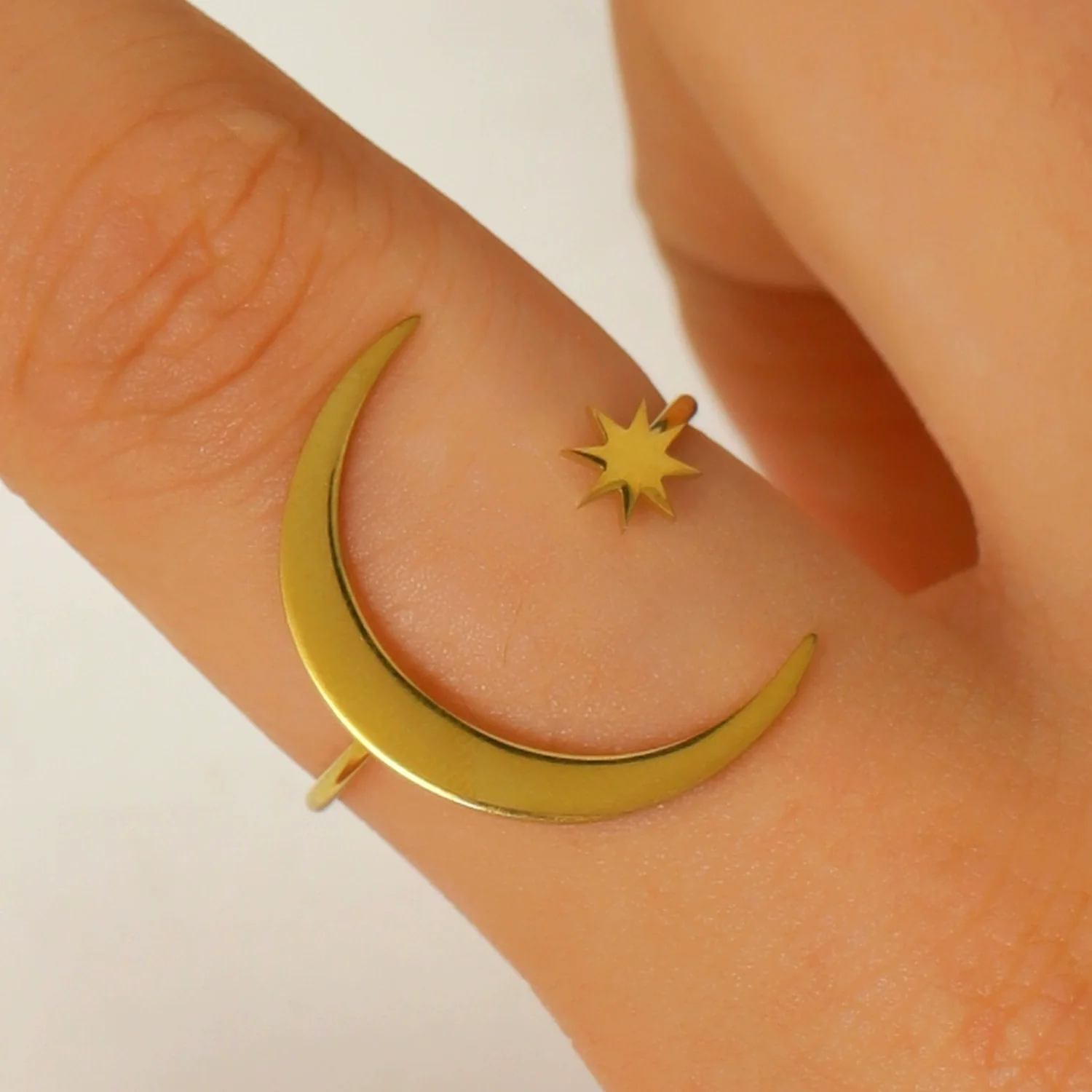 Wholesale Unisex Minimalist Stainless Steel Electroplated Sun Open Rings For Index Finger - Image 7