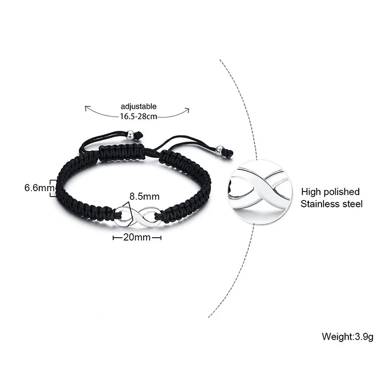 Wholesale Unisex Personality Geometric Adjustable Titanium Steel And Nylon Rope Cross Woven Bracelet - Image 10