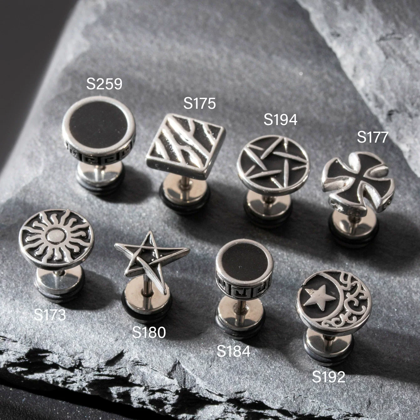 Wholesale Unisex Piercing Earrings Stainless Steel Casting Geometric Punk Fashion Retro With Polishing - Image 2