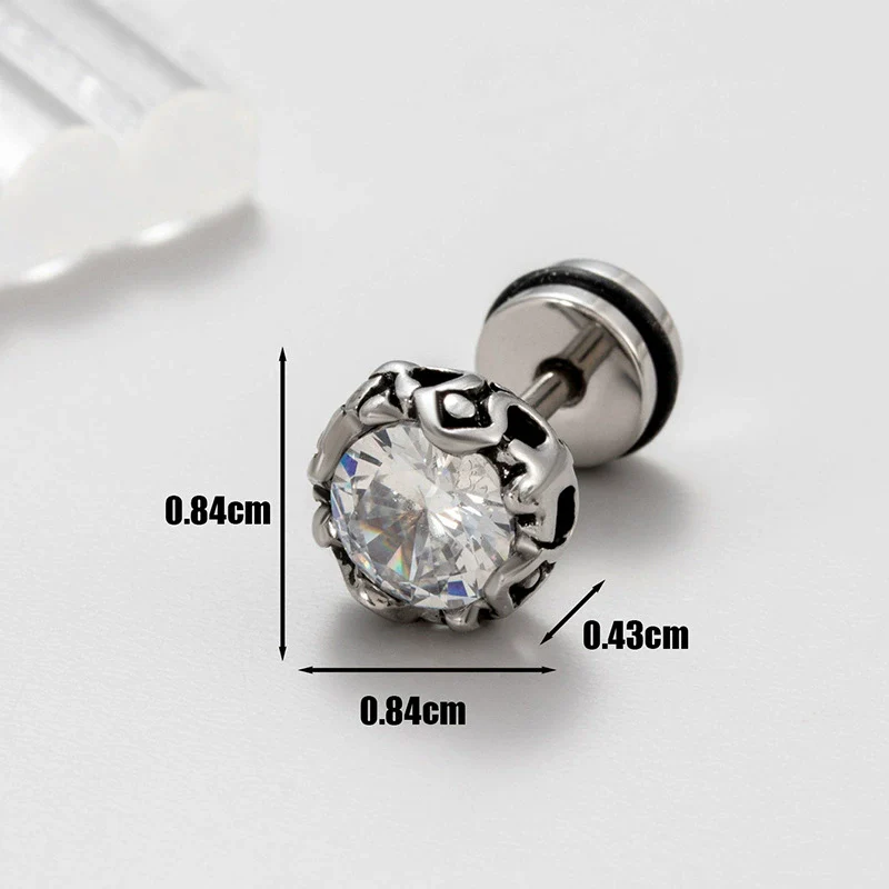 Wholesale Unisex Piercing Earrings Stainless Steel Casting Inlaid Zircon Punk Geometric Polishing Style - Image 10