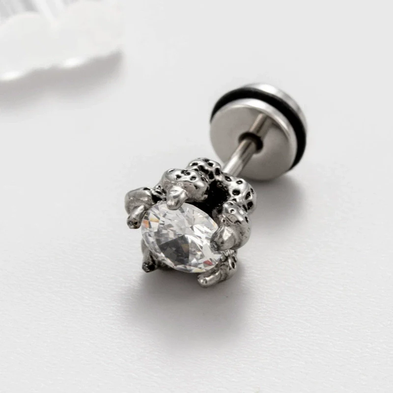 Wholesale Unisex Piercing Earrings Stainless Steel Casting Inlaid Zircon Punk Geometric Polishing Style - Image 3