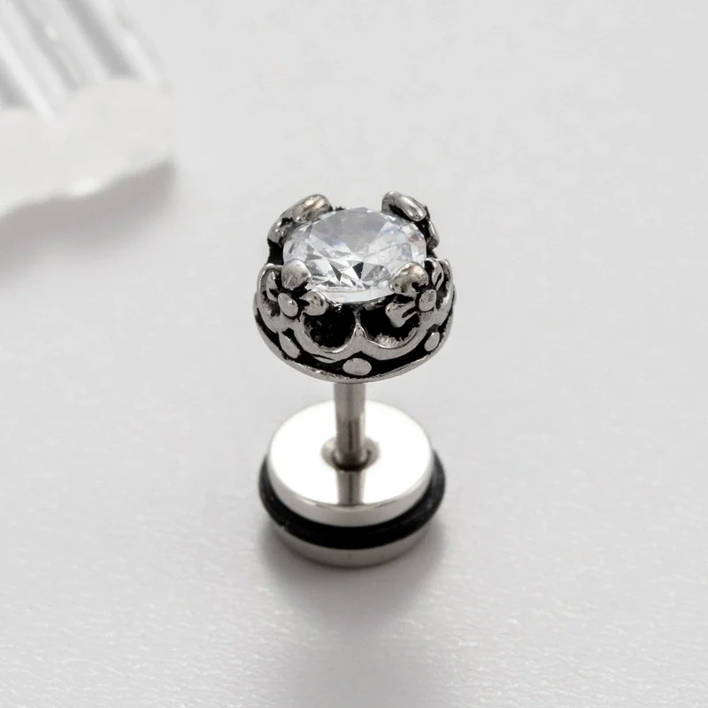 Wholesale Unisex Piercing Earrings Stainless Steel Casting Inlaid Zircon Punk Geometric Polishing Style - Image 4