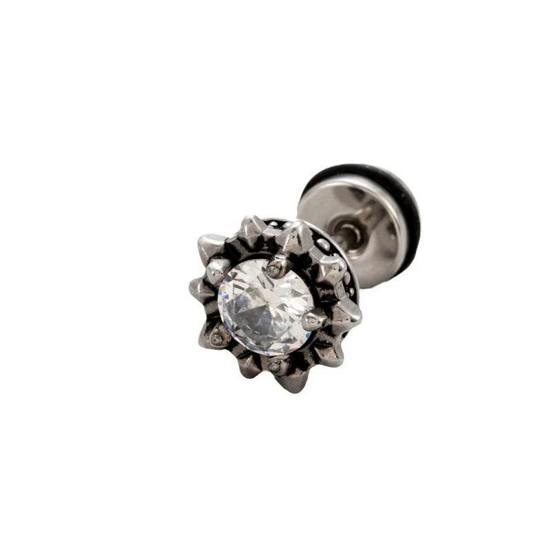 Wholesale Unisex Piercing Earrings Stainless Steel Casting Inlaid Zircon Punk Geometric Polishing Style - Image 5