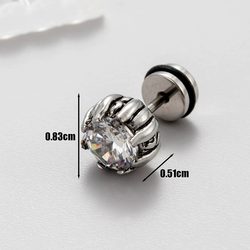 Wholesale Unisex Piercing Earrings Stainless Steel Casting Inlaid Zircon Punk Geometric Polishing Style - Image 6