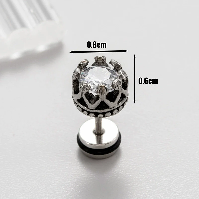 Wholesale Unisex Piercing Earrings Stainless Steel Casting Inlaid Zircon Punk Geometric Polishing Style - Image 7