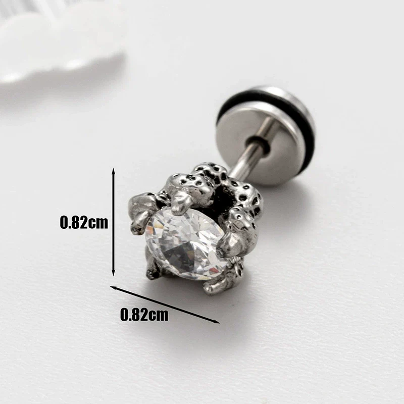 Wholesale Unisex Piercing Earrings Stainless Steel Casting Inlaid Zircon Punk Geometric Polishing Style - Image 8