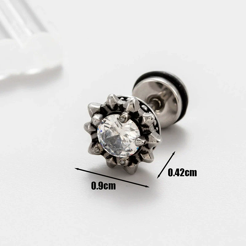 Wholesale Unisex Piercing Earrings Stainless Steel Casting Inlaid Zircon Punk Geometric Polishing Style - Image 9