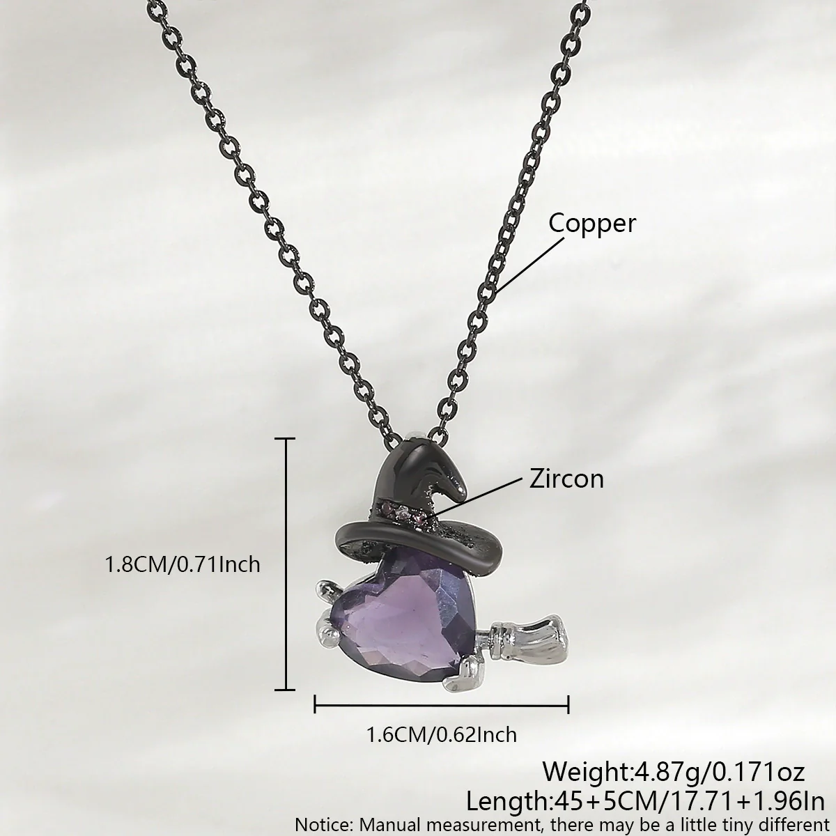 Wholesale Unisex Purple Zircon Inlaid Copper Goldplated Halloween Necklace With O Word Chain - Image 6