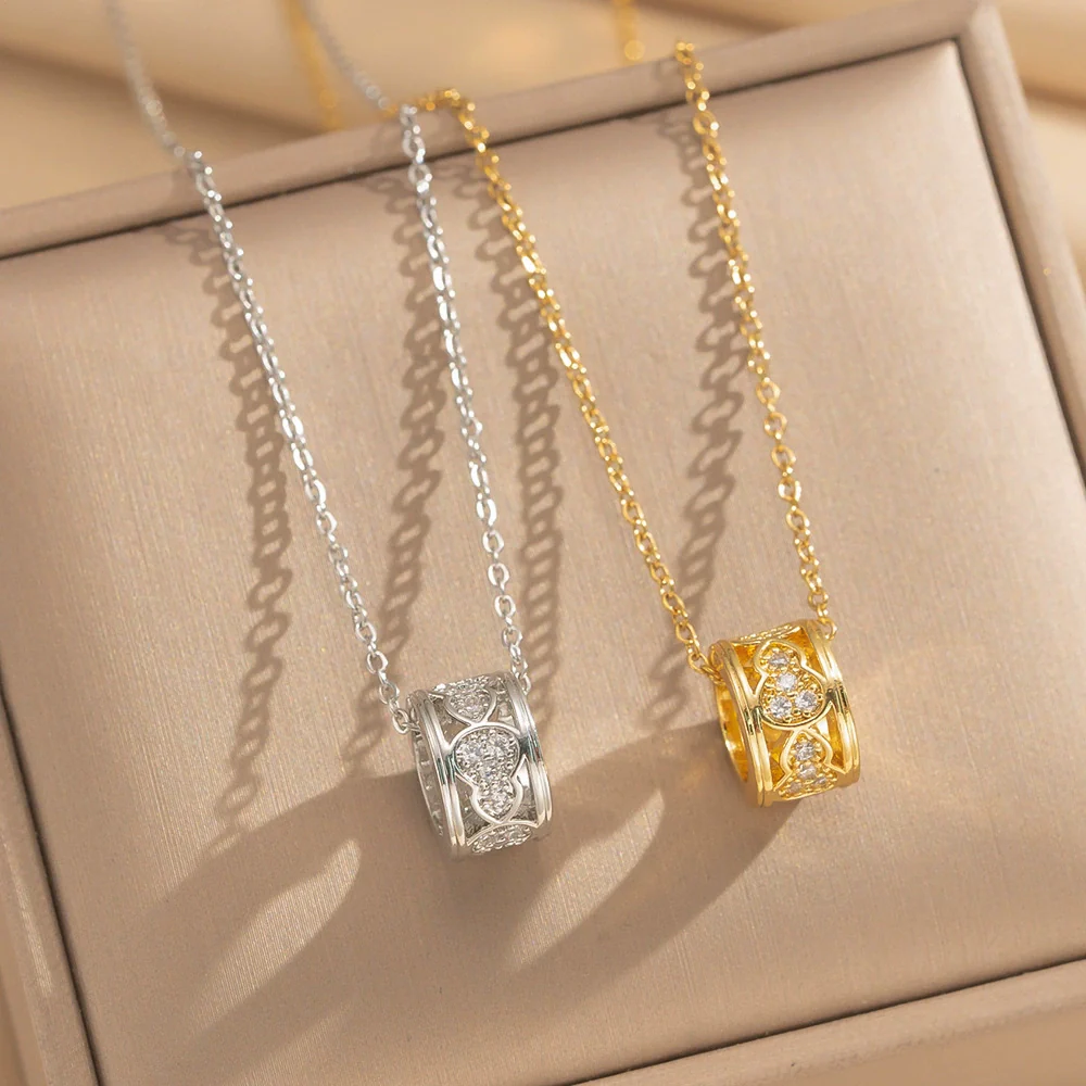 Wholesale Unisex Real Gold Plated Copper And Zircon Gourd Pendant Clavicle Chain Necklace Light Luxury Jewelry