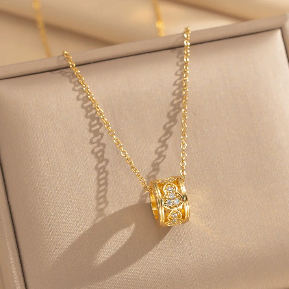 Wholesale Unisex Real Gold Plated Copper And Zircon Gourd Pendant Clavicle Chain Necklace Light Luxury Jewelry - Image 2
