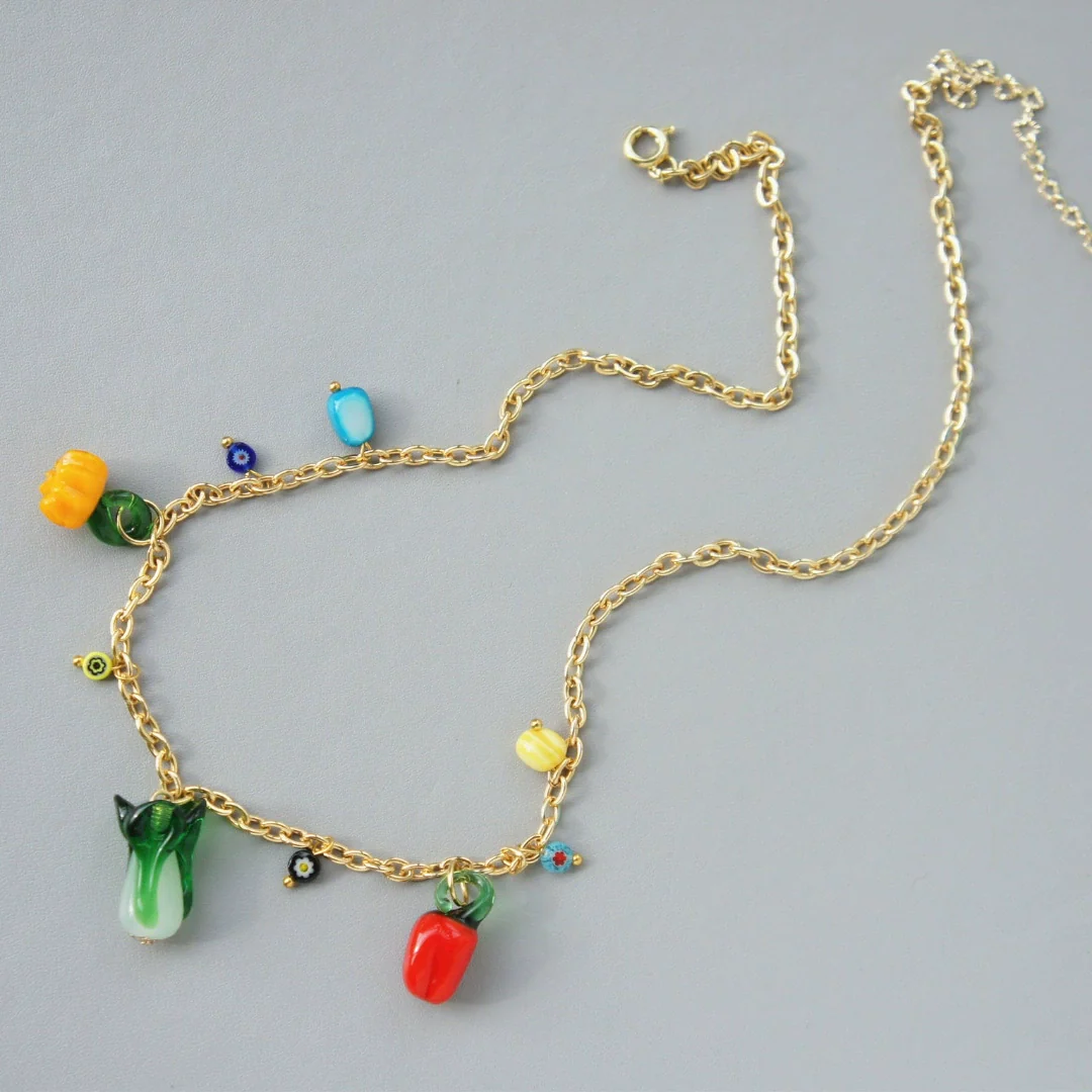 Wholesale Unisex Retro Fruit Style Stainless Steel And Copper Electroplated Necklace Pendant With Regular Chain - Image 4