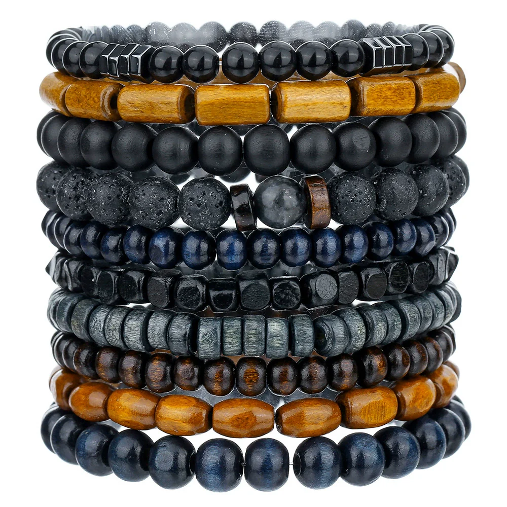 Wholesale Unisex Retro Simple Multilayer Stacked Handstring With Turquoise Wooden Beads Manual Design - Image 6