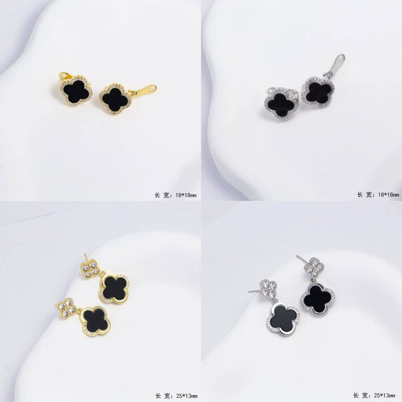 Wholesale Unisex Simple Design Copper Electroplated Fourpetal Flower Shape Earrings
