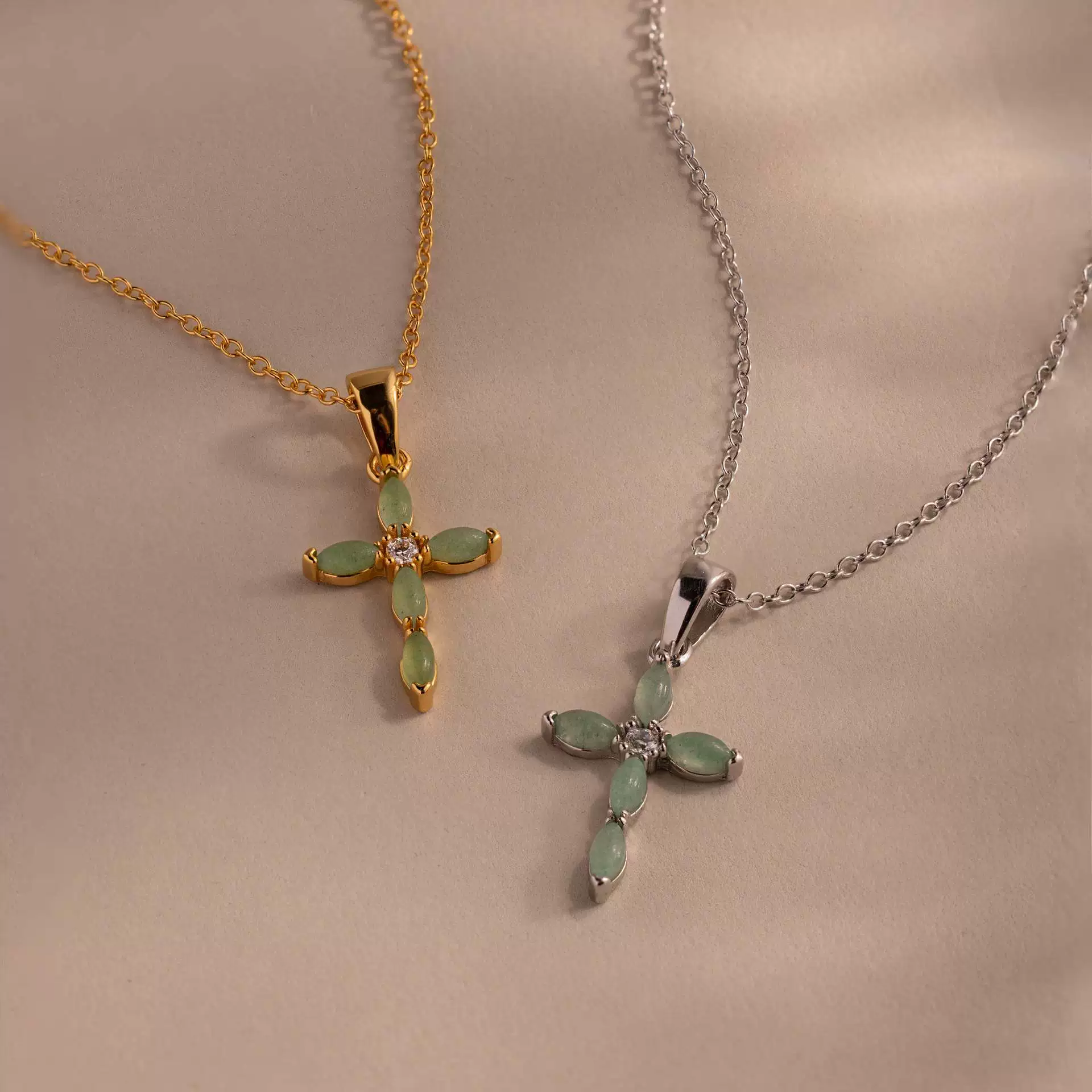 Wholesale Unisex Simple Heart Shape Cross Water Drop Pendant Paper Clip Necklace With String Of Pearls Chain Copper Electroplated Gold Color Retention