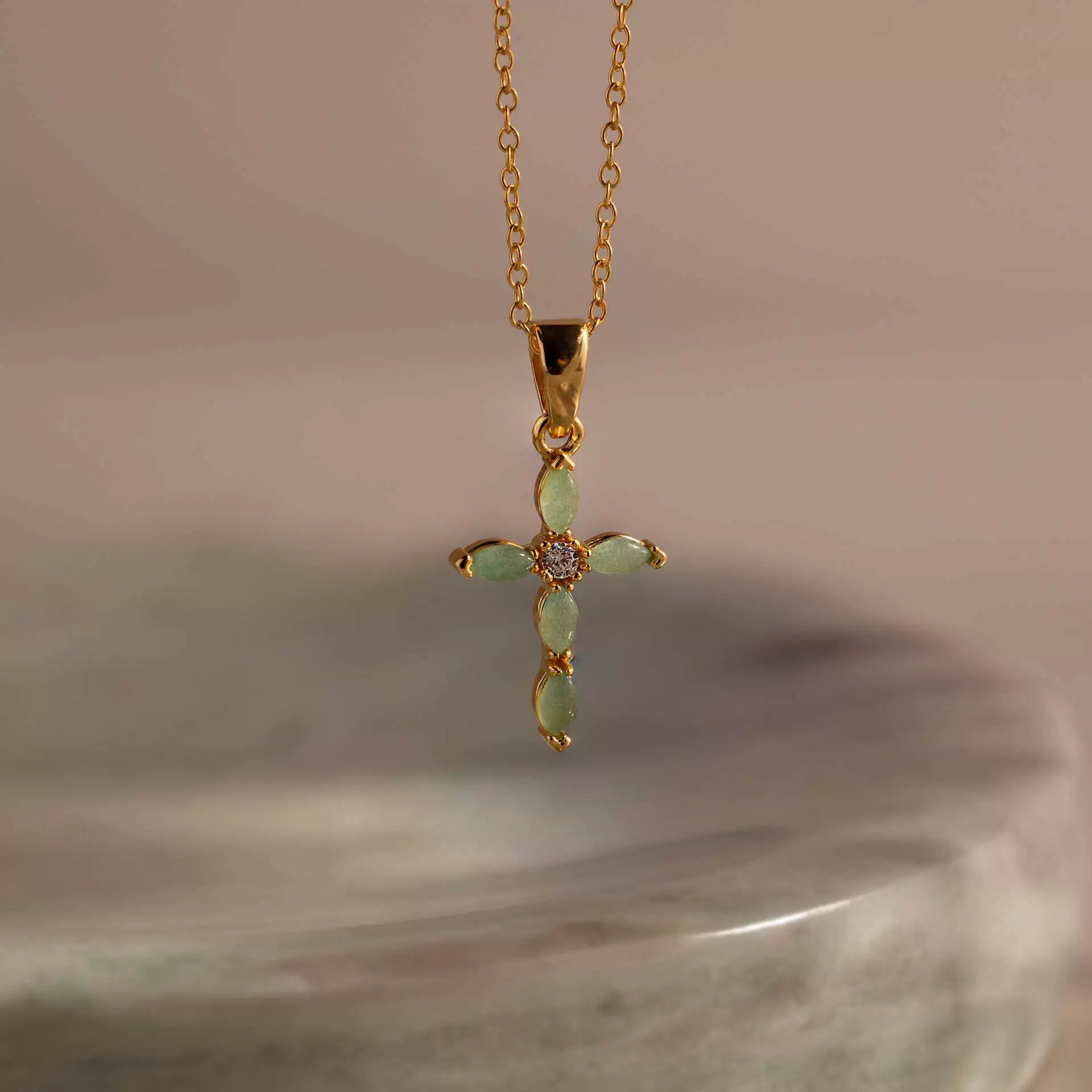 Wholesale Unisex Simple Heart Shape Cross Water Drop Pendant Paper Clip Necklace With String Of Pearls Chain Copper Electroplated Gold Color Retention - Image 9