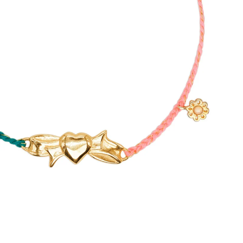 Wholesale Unisex Stacking Style Heart Bow Pendant Stainless Steel Electroplated 18K Gold Color Retention Bracelet - Image 4