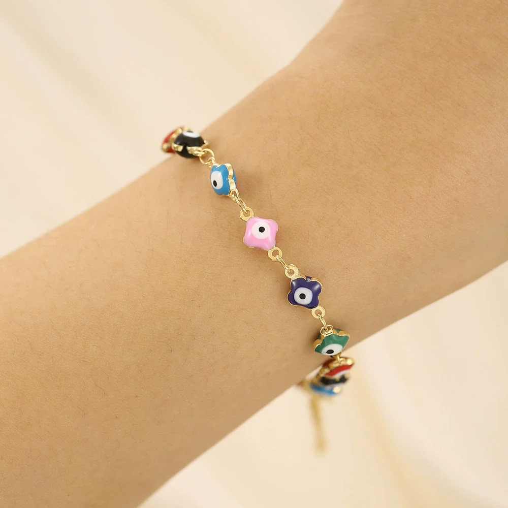 Wholesale Unisex Stainless Steel Geometric Evil Eye Handmade Bracelet - Image 4