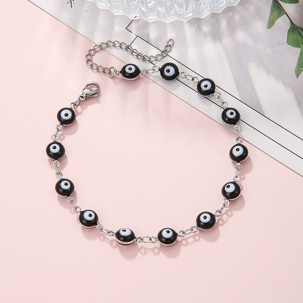 Wholesale Unisex Stainless Steel Geometric Evil Eye Handmade Bracelet - Image 8