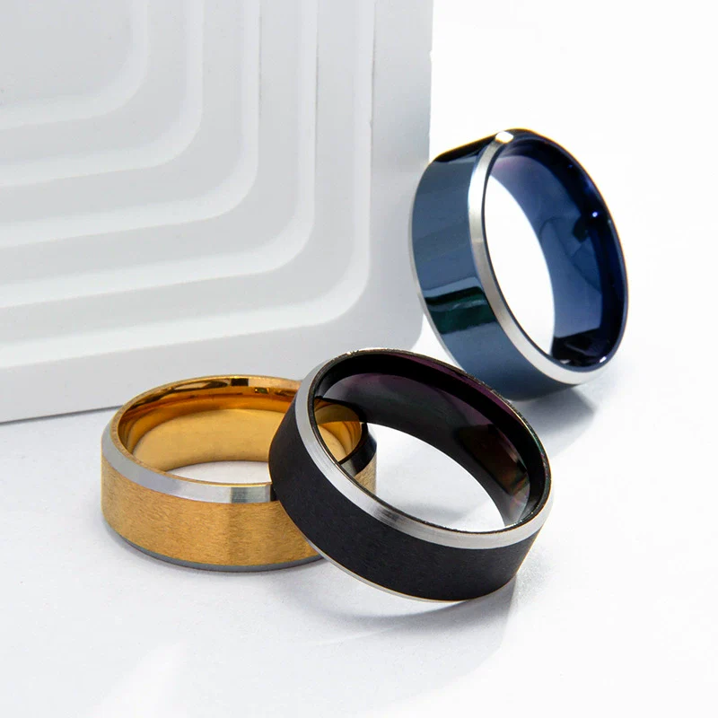 Wholesale Unisex Stainless Steel Geometric Ring With Electroplating - Image 2