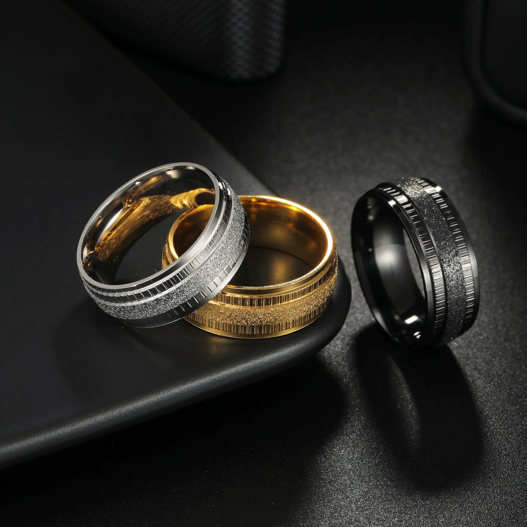 Wholesale Unisex Stainless Steel Geometric Ring With Electroplating Treatment - Image 2