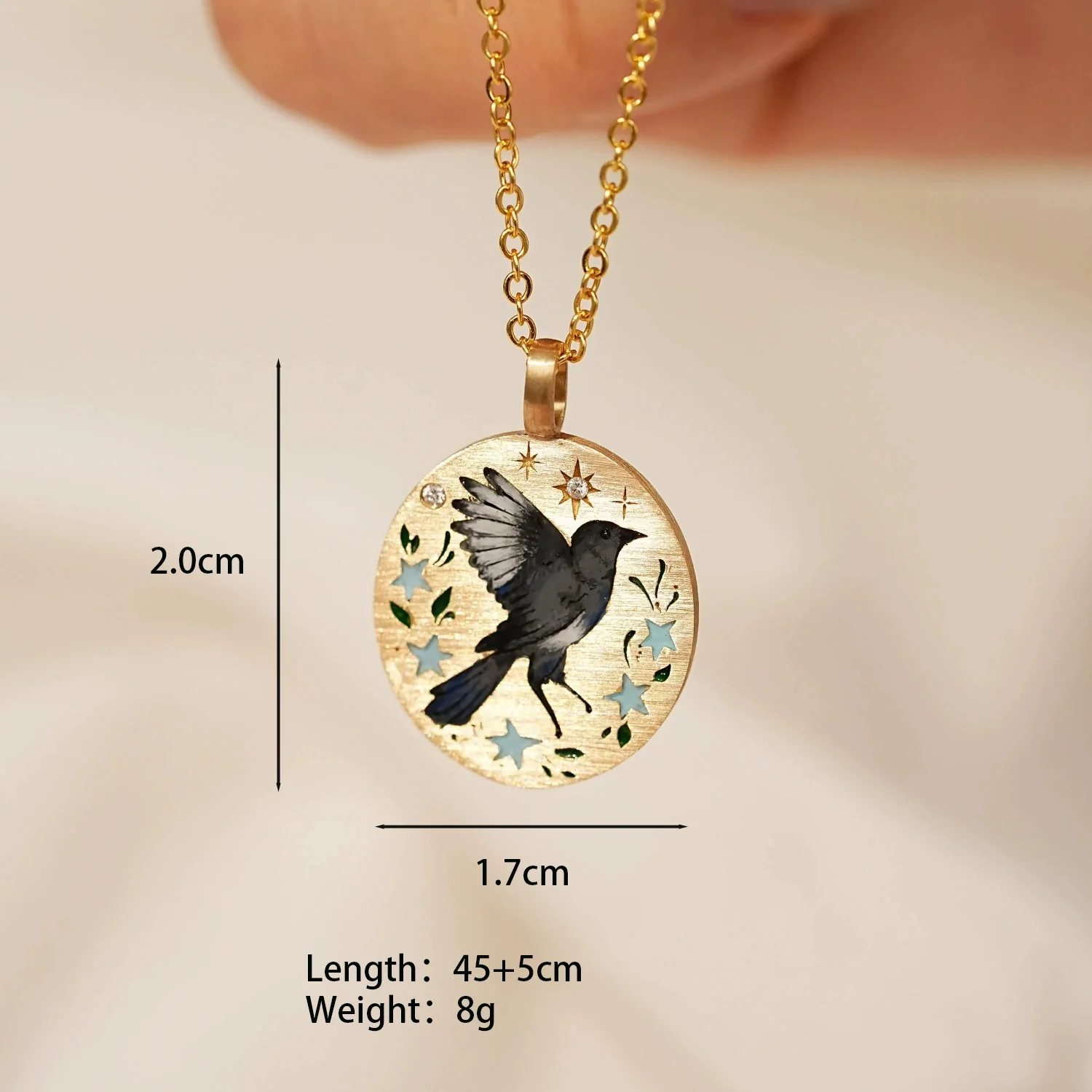 Wholesale Unisex Tarot Animal Raven Ushaped Pendant Necklace With O Word Chain In Sweet And Cool Style Stainless Steel 18K Gold Plated - Image 5