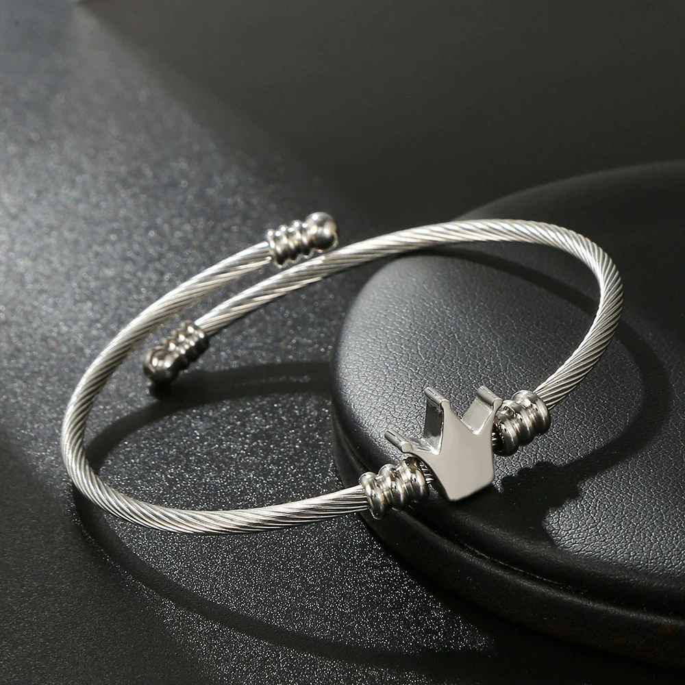 Wholesale Unisex Titanium Steel Geometric Cross Opening Adjustable Bracelet With Electroplating - Image 7