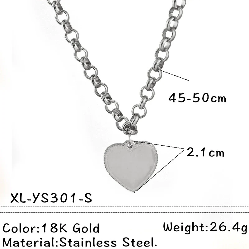 Wholesale Unisex Vintage Minimalist Heart Shape Stainless Steel Titanium Steel Cross Chain Gold Electroplated Pendant Necklace - Image 6