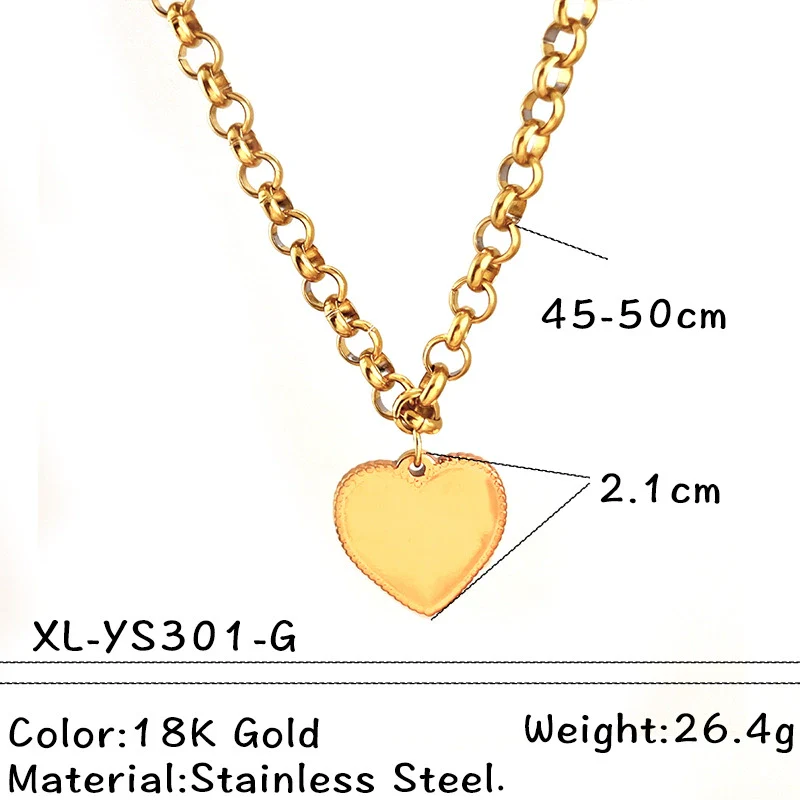 Wholesale Unisex Vintage Minimalist Heart Shape Stainless Steel Titanium Steel Cross Chain Gold Electroplated Pendant Necklace - Image 7