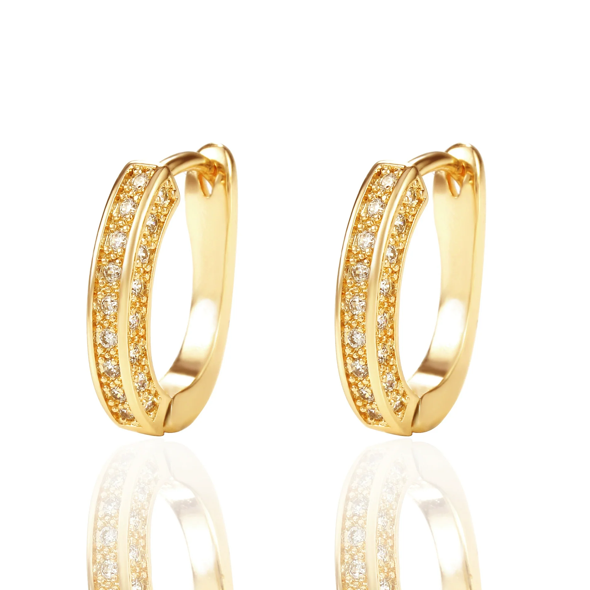 Wholesale Ushaped Geometric Copper Zircon Diamond Earrings For Women - Image 7