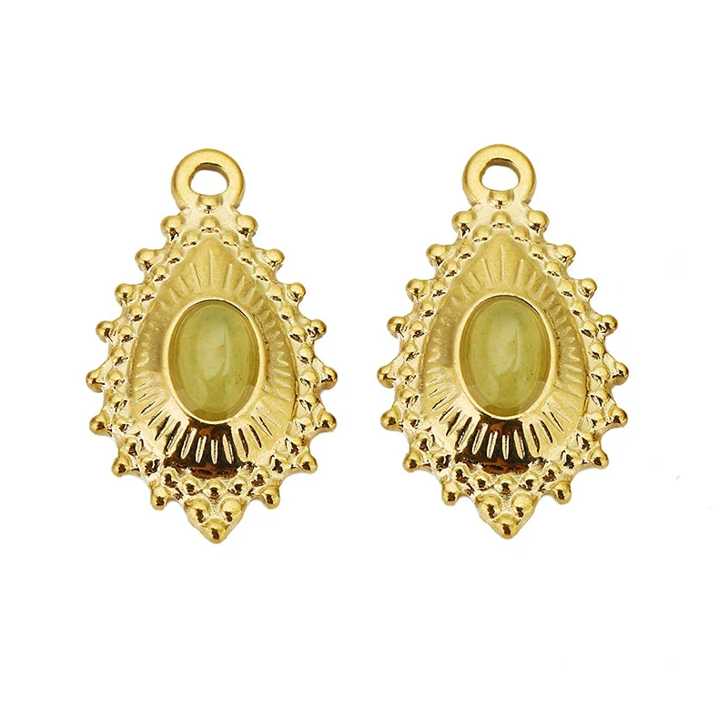Wholesale Vintage Natural Style Water Drop Inlay Stainless Steel Pendant Earrings And Necklace Accessories - Image 6