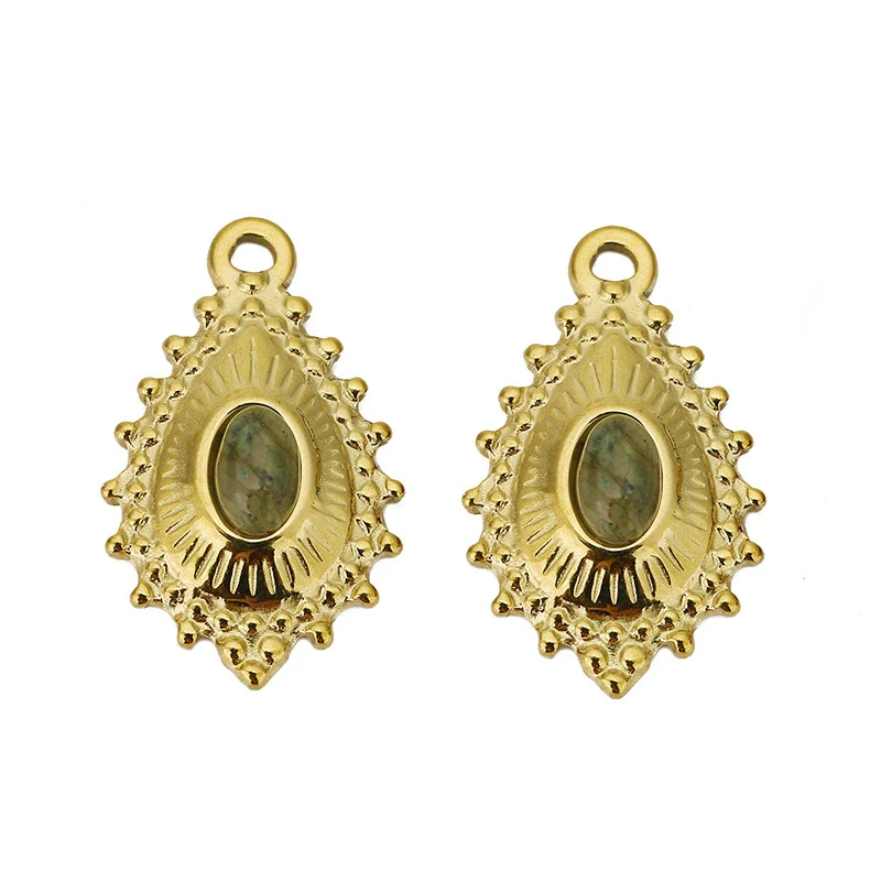 Wholesale Vintage Natural Style Water Drop Inlay Stainless Steel Pendant Earrings And Necklace Accessories - Image 7
