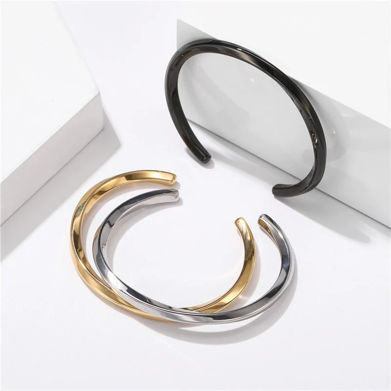 Wholesale Watch Accessories Stainless Steel Geometric Cshaped Open Bracelet For Couples